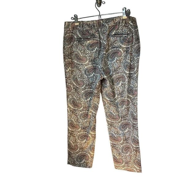 Talbots The Perfect Crop Beige Multi Paisley Cotton Stretch Pants, 6 - Picture 3 of 10